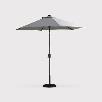 Barker and Stonehouse Ronda Riviera 2.5m Deluxe Crank Parasol & Base, Grey | Barker & Stonehouse