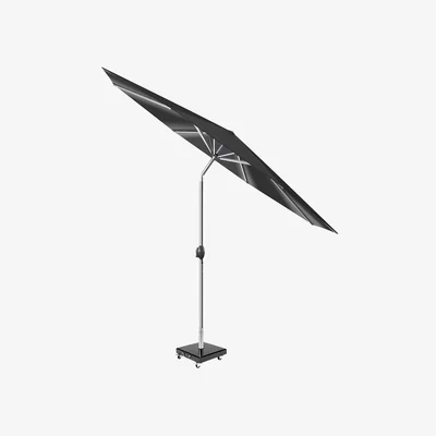 Barker and Stonehouse Cove LED 3m Tilting Parasol & Base with Wheels, Aluminium, Black | Barker & Stonehouse