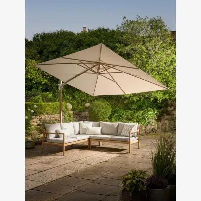 Cox and Cox The Ultimate Landscape Rectangular Cantilever Parasol Set - Teak & Champagne