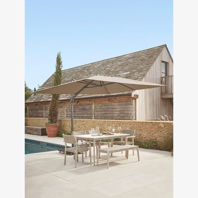 Cox and Cox The Ultimate Rectangular Cantilever Parasol Set - Taupe