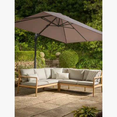 Cox and Cox Horizontal Rectangular Cantilever Parasol Set - Slate & Taupe