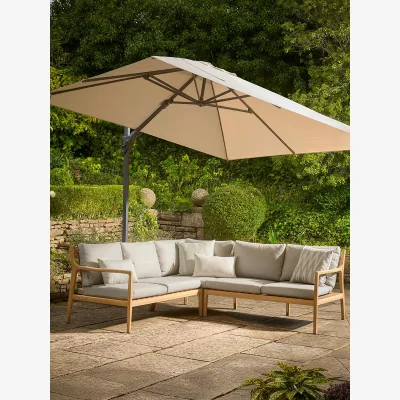 Cox and Cox Square Cantilever Parasol Set - Slate & Champagne