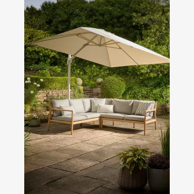 Cox and Cox Square Cantilever Parasol Set - Sandstone & Champagne
