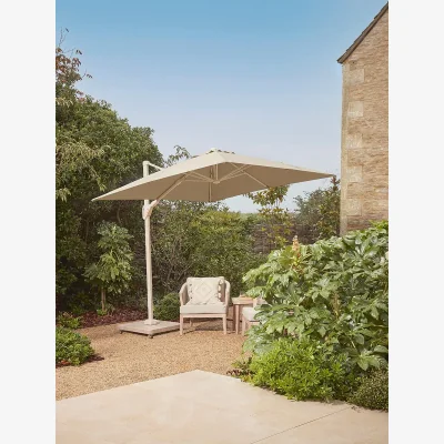 Cox and Cox Square Light Up Cantilever Parasol  Set - Sandstone & Champagne