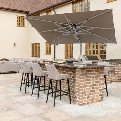 Cuckooland Maze Rattan Titan 3m x 4m Rectangular Rotating Cantilever Parasol With LED Lights -