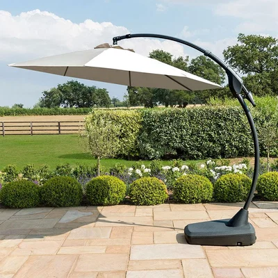 Cuckooland Maze Rattan Banana Cantilever Parasol - Beige