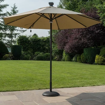 Cuckooland Solar Auto Opening Garden Parasol in Taupe & Grey
