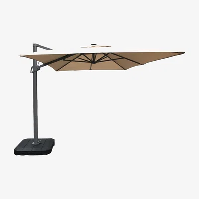 Cuckooland Maze Rattan Atlas 2.4m x 3.3m Rectangular Rotating Cantilever Parasol With LED Lights - Grey