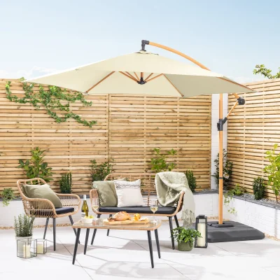 Christow Wood-Effect Banana Parasol - 3m
