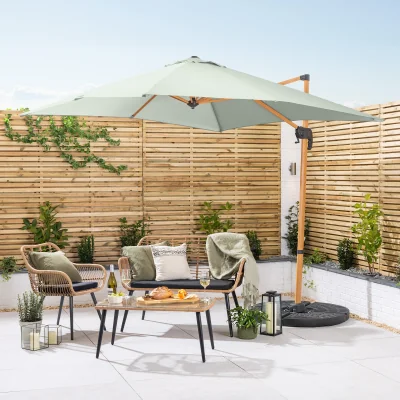 Christow Roma Wood-Effect Cantilever Parasol - 2.5m