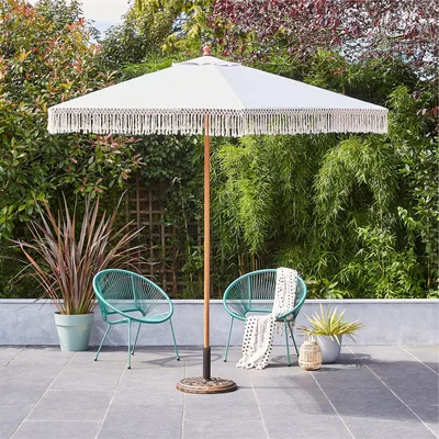 Dunelm 2.7m Macrame Parasol Cream