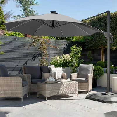 Dunelm One Box 3m Round Parasol with Water Base Grey
