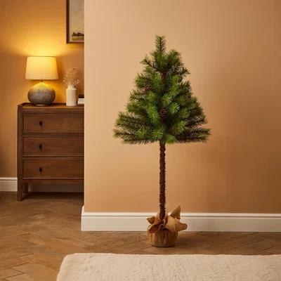 Dunelm 4ft Parasol Christmas Tree with Burlap Base Green