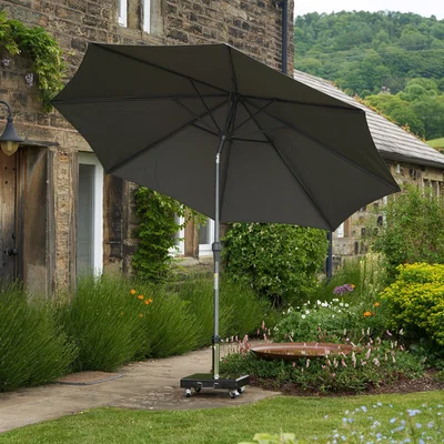 Dunelm Riva 2.5m Round Parasol with Rome Polished Black Granite Base Grey