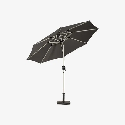 Dunelm Aluminium Crank and Tilt Parasol with LED Strip Lights Grey