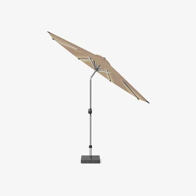 Dunelm Glow Defender 3m Round Centre Pole Parasol with Rome Polished Black Granite Base Taupe