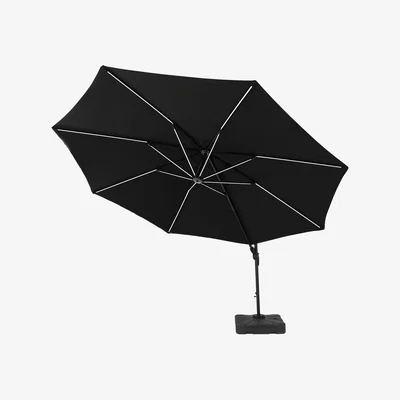 Dunelm 3.5m Deluxe Cantilever Solar Strip Grey Parasol with 100kg Base Grey