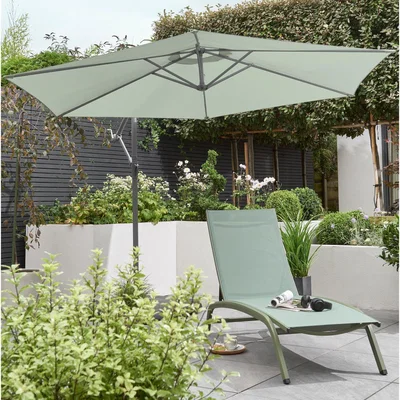 Dunelm 3m Cantilever Pale Sage Parasol Sage
