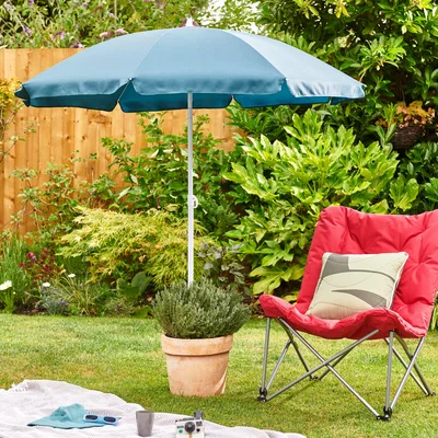 Dunelm Elements 1.8m Beach Parasol Peacock Peacock