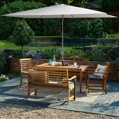 Dunelm 3m Grey Rectangular Crank Parasol Grey