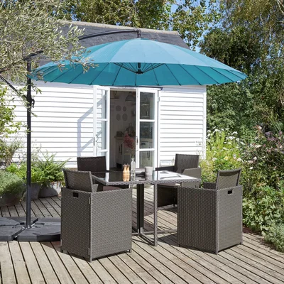 Dunelm 3m Shanghai Peacock Cantilever Parasol Green