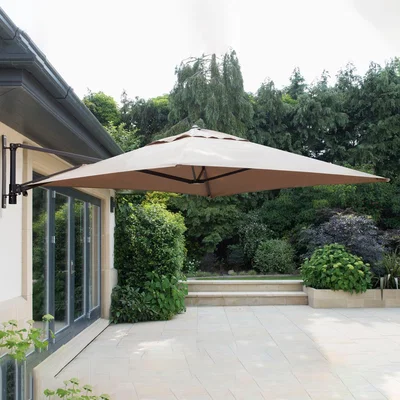 Dunelm Wall Mounted 2m Square Parasol with Cover Taupe