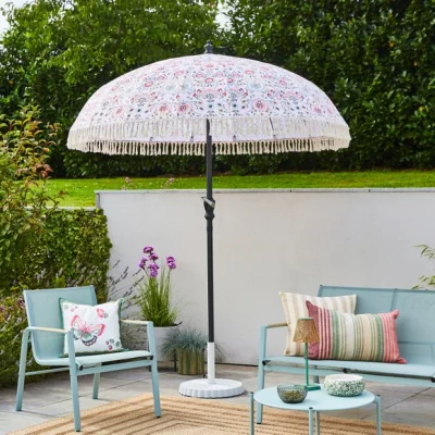 Dunelm 2.2m Hani Printed Parasol with Tassels