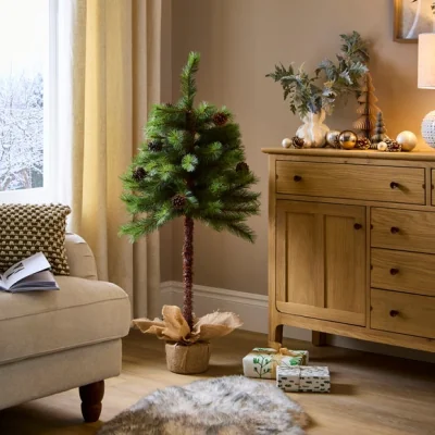 Dunelm 4ft Parasol Christmas Tree in Burlap Base