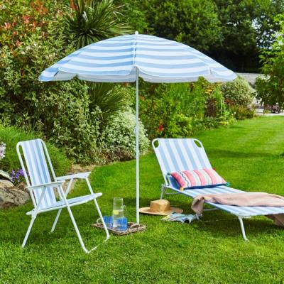 Dunelm Blue and White Striped Beach Parasol