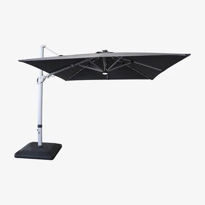 IO Living 2021 Hartman Caribbean 3m Square Cantilever Parasol with Water Fillable Base &amp; LED lights - Grey