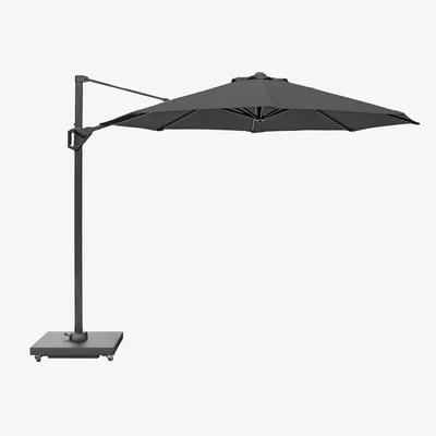 John Lewis Pacific Voyager T1 Free-Arm Tilt Round Parasol & Base with Cover, 3m, Anthracite