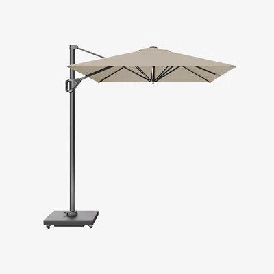 John Lewis Pacific Voyager T1 Free-Arm Tilt Rectangular Parasol & Base with Cover, 3 x 2m, Champagne