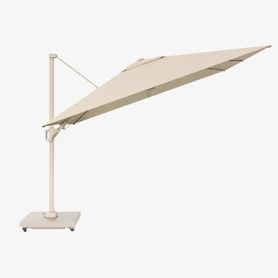 John Lewis Pacific Challenger T2 Square Free-Arm Tilt Parasol & Base with Cover, 3m, Champagne