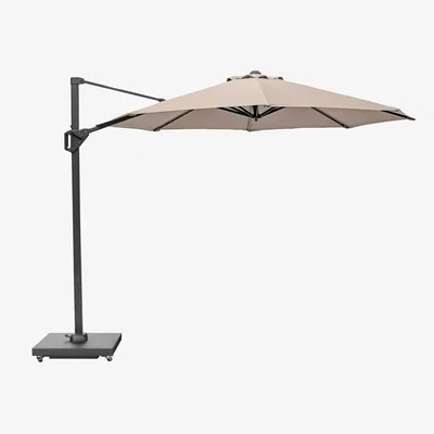 John Lewis Pacific Voyager T1 Free-Arm Tilt Round Parasol & Base with Cover, 3m, Taupe
