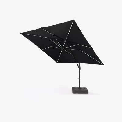 John Lewis Royalcraft 3m Freestanding Square LED Light Parasol & Base, Grey