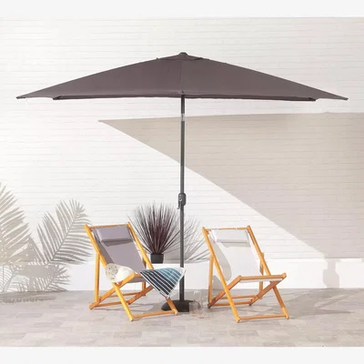 John Lewis Suntime Freestanding Wind-Up Tilt Rectangular Parasol, 2 x 3m, Dark Grey