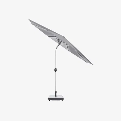 John Lewis Pacific Glow Defender Round Centre Pole LED Light Parasol & Base with Cover, 3m, Light Grey