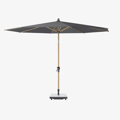John Lewis Pacific Riva Teak Wood Frame Round Parasol, 3m, Anthracite