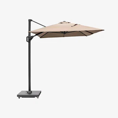 John Lewis Pacific Voyager T1 Free-Arm Tilt Rectangular Parasol & Base with Cover, 3 x 2m, Taupe