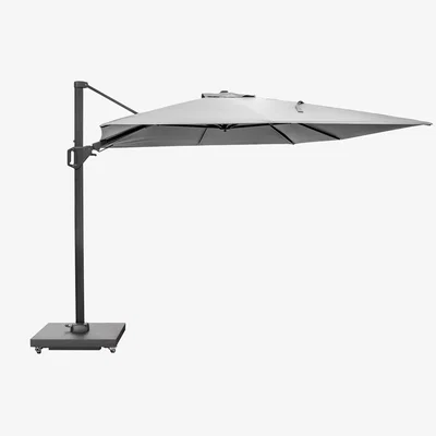 John Lewis Pacific Challenger T2 Rectangular Free-Arm Tilt Parasol & Base with Cover, 3.5 x 2.6m, Light Grey