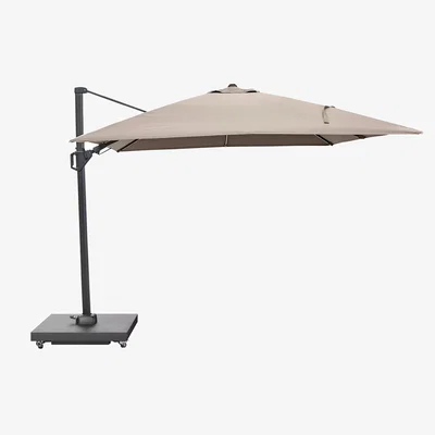 John Lewis Pacific Glow Challenger T2 Square LED Light Parasol & Base with Cover, 3m, Taupe