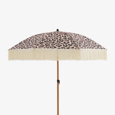 La Redoute Savana Leopard Print Fringed Parasol