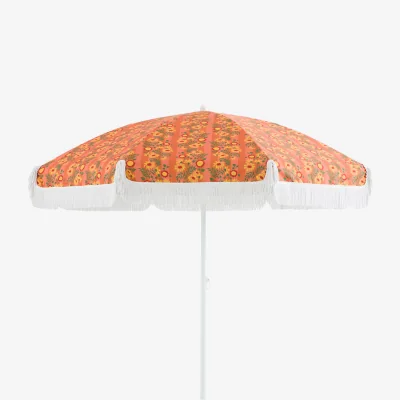 La Redoute Valera Fringed Fabric Parasol with Flowers Print