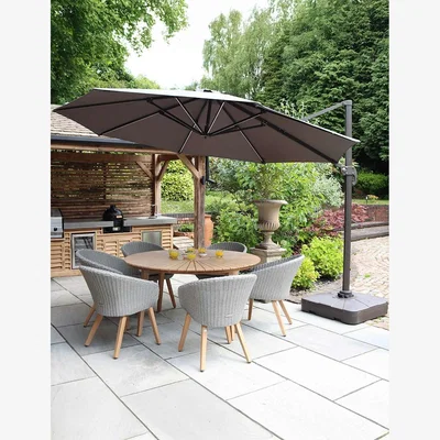 Marks & Spencer Royalcraft Round LED Parasol with Base - Grey Mix, Grey Mix