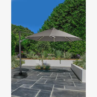 Marks & Spencer Kettler 3.5m Free Arm Parasol with LED Lighting - Grey Mix, Grey Mix