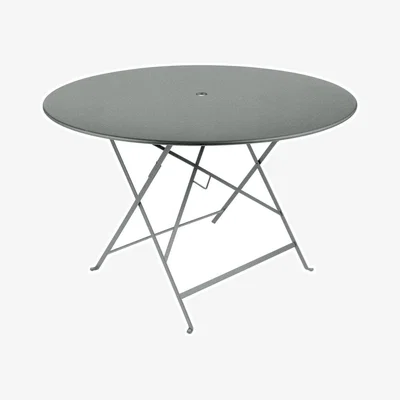 Made in Design Bistro Foldable table metal grey / Ø 117 cm - 6/8 people - Parasol hole - Fermob