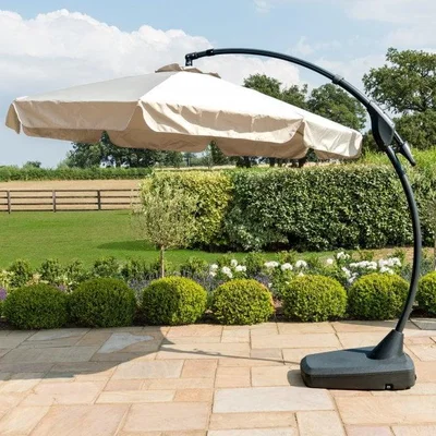 Olivia's Maze Rattan Cantilever Banana Parasol Beige