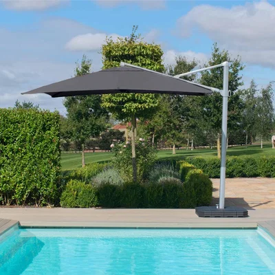 Olivia's Maze Rattan Zeus Cantilever Parasol Grey