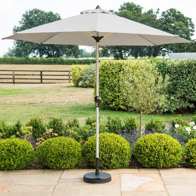 Olivia's Maze Rattan Parasol Round Parasol Grey / Medium