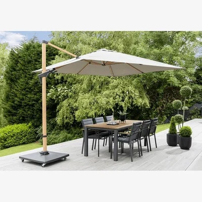 Downtown Norfolk Leisure Royce Executive Square 3x3m Cantilever and Cover - Wood Look/Grey In WoodLook/Grey